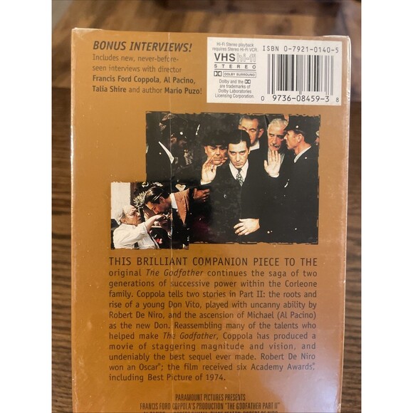 The Godfather Part II (VHS, 1997, 2-Tape Set, Closed Captioned), Sealed - Picture 4 of 5